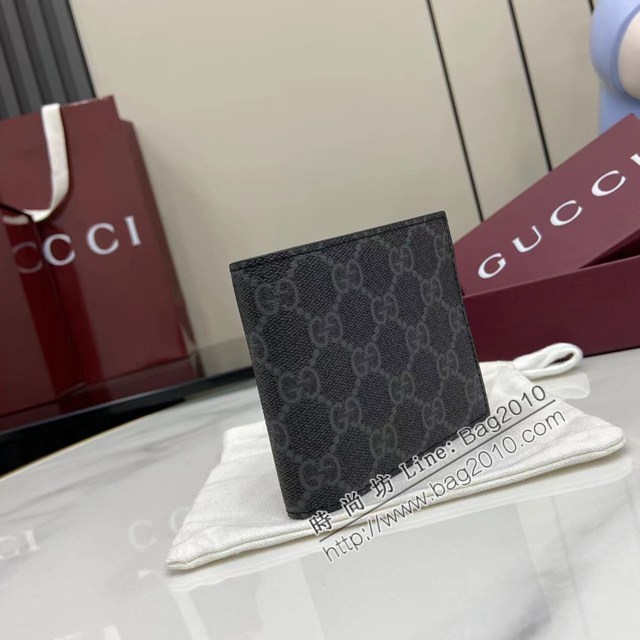 Gucci專櫃古馳最新款Emblem系列雙折錢包男士短夾錢包 jh2695型號：821200